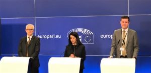 Left to right: Alberto Mazzola (CER), MEP Karima Delli, Conor Feighan (ERFA)